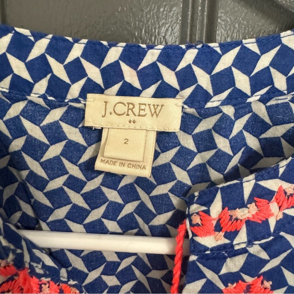 J. Crew Embroidered Blue, White, and Pink Sleeveless Top - Picture 3 of 8
